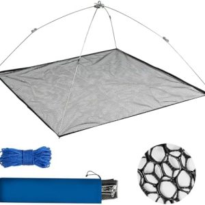 QualyQualy Umbrella Minnow Trap Net, Collapsible Fishing Bait Net with Rubber Coated Mesh & Steel Frame, Fish/Shrimp/Crayfish Trap Cast Net for Creek, Pond Fishing, Foldable Baitfish Catcher